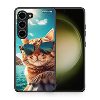 Thumbnail for Θήκη Samsung Galaxy S23 Summer Cat από τη Smartfits με σχέδιο στο πίσω μέρος και μαύρο περίβλημα | Samsung Galaxy S23 Summer Cat Case with Colorful Back and Black Bezels