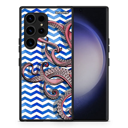 Θήκη Samsung Galaxy S23 Ultra Chevron Devilfish από τη Smartfits με σχέδιο στο πίσω μέρος και μαύρο περίβλημα | Samsung Galaxy S23 Ultra Chevron Devilfish Case with Colorful Back and Black Bezels