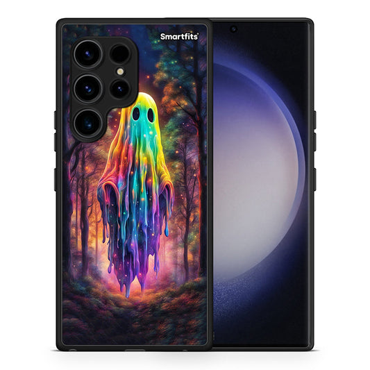 Θήκη Samsung Galaxy S23 Ultra Halloween Ghost από τη Smartfits με σχέδιο στο πίσω μέρος και μαύρο περίβλημα | Samsung Galaxy S23 Ultra Halloween Ghost Case with Colorful Back and Black Bezels