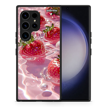 Θήκη Samsung Galaxy S23 Ultra Juicy Strawberries από τη Smartfits με σχέδιο στο πίσω μέρος και μαύρο περίβλημα | Samsung Galaxy S23 Ultra Juicy Strawberries Case with Colorful Back and Black Bezels