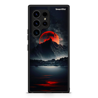 Θήκη Samsung Galaxy S23 Ultra Red Full Moon από τη Smartfits με σχέδιο στο πίσω μέρος και μαύρο περίβλημα | Samsung Galaxy S23 Ultra Red Full Moon Case with Colorful Back and Black Bezels