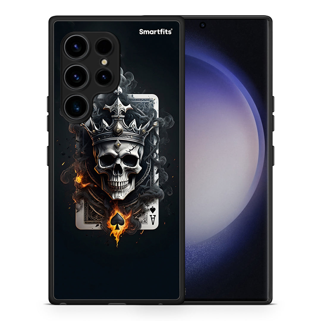 Θήκη Samsung Galaxy S23 Ultra Skull King Ace από τη Smartfits με σχέδιο στο πίσω μέρος και μαύρο περίβλημα | Samsung Galaxy S23 Ultra Skull King Ace Case with Colorful Back and Black Bezels