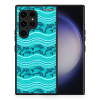 Thumbnail for Θήκη Samsung Galaxy S23 Ultra Swimming Dolphins από τη Smartfits με σχέδιο στο πίσω μέρος και μαύρο περίβλημα | Samsung Galaxy S23 Ultra Swimming Dolphins Case with Colorful Back and Black Bezels