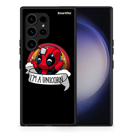 Θήκη Samsung Galaxy S23 Ultra Unicorn Deadpool από τη Smartfits με σχέδιο στο πίσω μέρος και μαύρο περίβλημα | Samsung Galaxy S23 Ultra Unicorn Deadpool Case with Colorful Back and Black Bezels