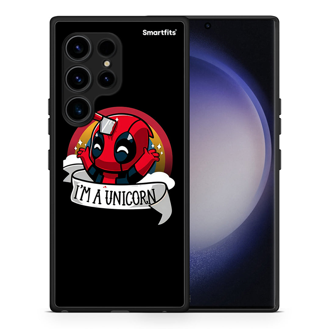 Θήκη Samsung Galaxy S23 Ultra Unicorn Deadpool από τη Smartfits με σχέδιο στο πίσω μέρος και μαύρο περίβλημα | Samsung Galaxy S23 Ultra Unicorn Deadpool Case with Colorful Back and Black Bezels