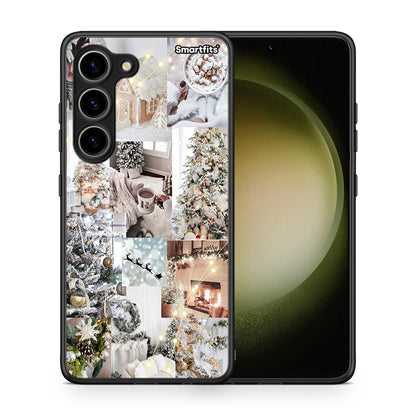Θήκη Samsung Galaxy S23 White Christmas από τη Smartfits με σχέδιο στο πίσω μέρος και μαύρο περίβλημα | Samsung Galaxy S23 White Christmas Case with Colorful Back and Black Bezels
