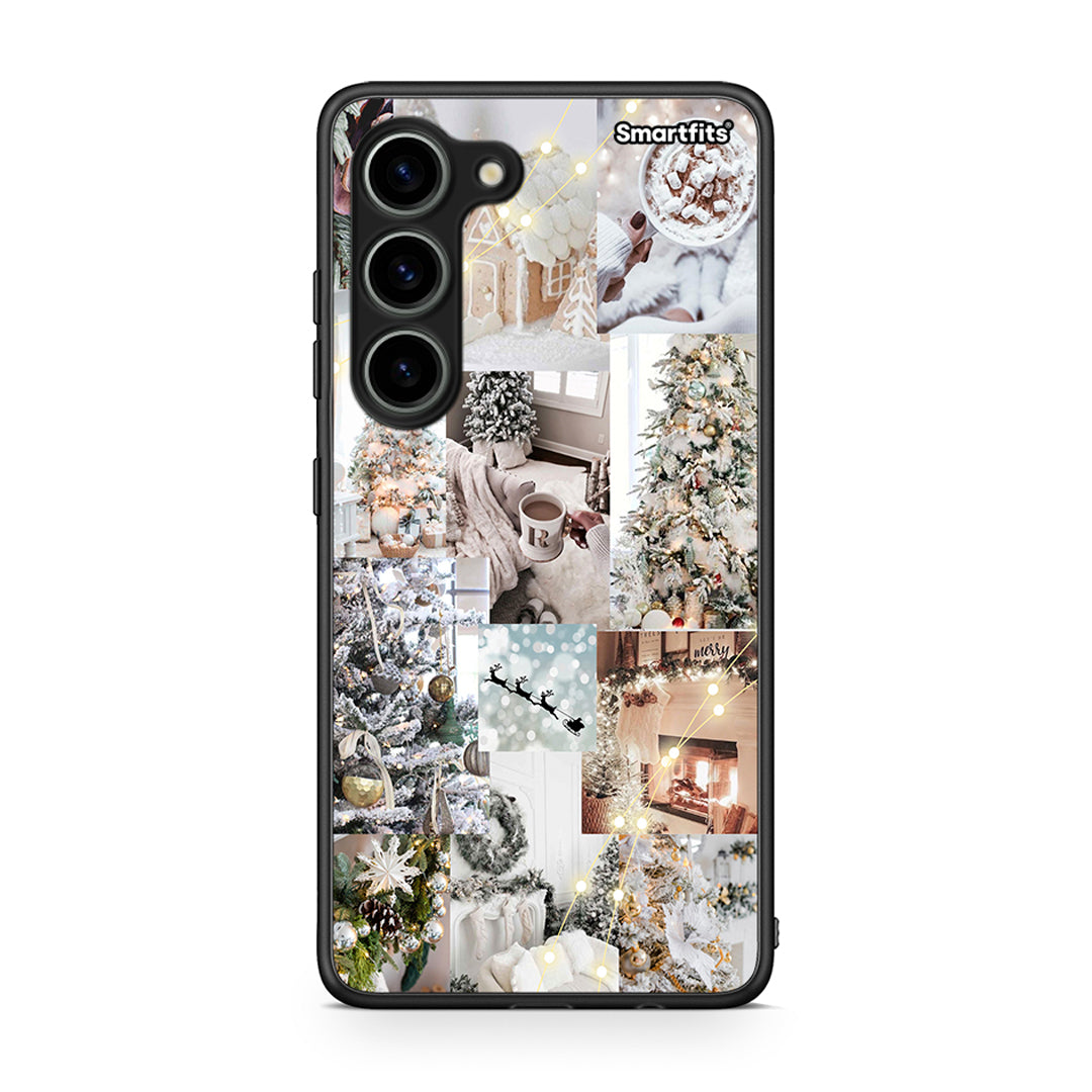 Θήκη Samsung Galaxy S23 White Christmas από τη Smartfits με σχέδιο στο πίσω μέρος και μαύρο περίβλημα | Samsung Galaxy S23 White Christmas Case with Colorful Back and Black Bezels