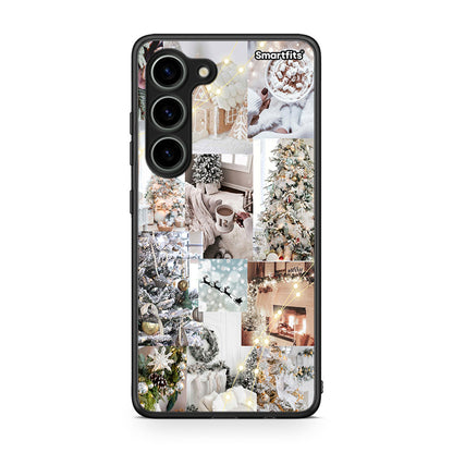 Θήκη Samsung Galaxy S23 White Christmas από τη Smartfits με σχέδιο στο πίσω μέρος και μαύρο περίβλημα | Samsung Galaxy S23 White Christmas Case with Colorful Back and Black Bezels