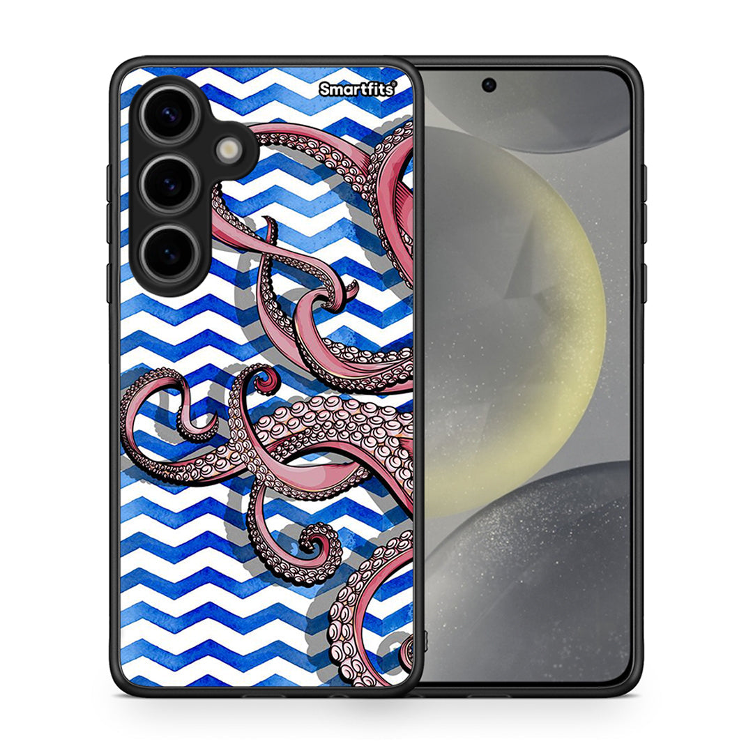 Θήκη Samsung Galaxy S24 Chevron Devilfish από τη Smartfits με σχέδιο στο πίσω μέρος και μαύρο περίβλημα | Samsung Galaxy S24 Chevron Devilfish case with colorful back and black bezels