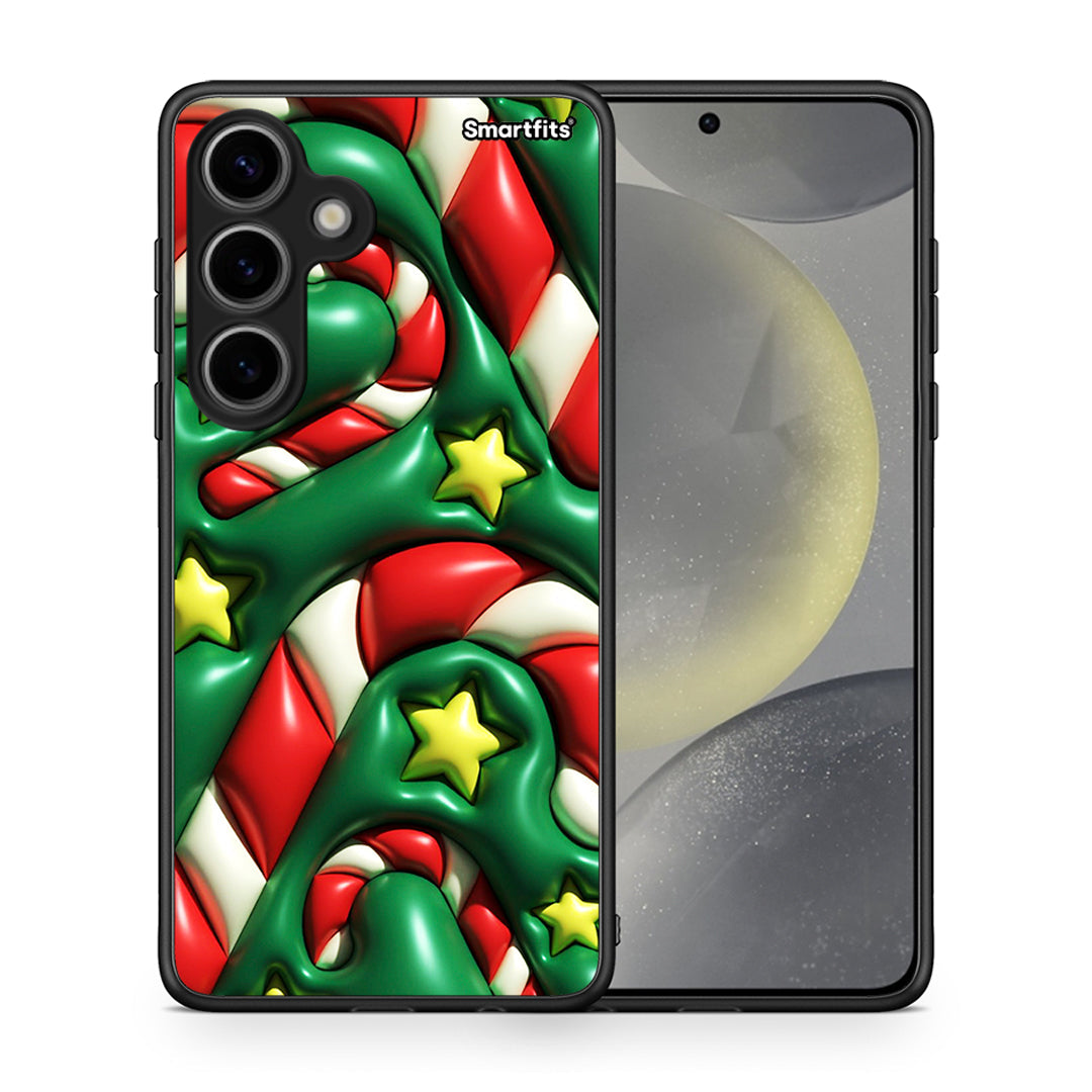 Θήκη Samsung Galaxy S24 Christmas Bubbles από τη Smartfits με σχέδιο στο πίσω μέρος και μαύρο περίβλημα | Samsung Galaxy S24 Christmas Bubbles case with colorful back and black bezels