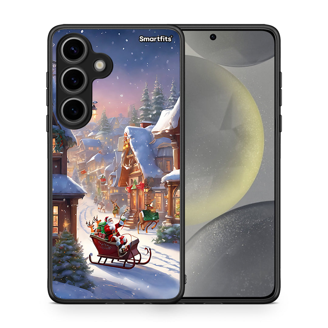 Θήκη Samsung Galaxy S24 Christmas Snow από τη Smartfits με σχέδιο στο πίσω μέρος και μαύρο περίβλημα | Samsung Galaxy S24 Christmas Snow case with colorful back and black bezels
