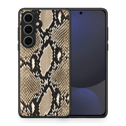 Θήκη Samsung Galaxy S24 FE Fashion Snake Animal από τη Smartfits με σχέδιο στο πίσω μέρος και μαύρο περίβλημα | Samsung Galaxy S24 FE Fashion Snake Animal case with colorful back and black bezels