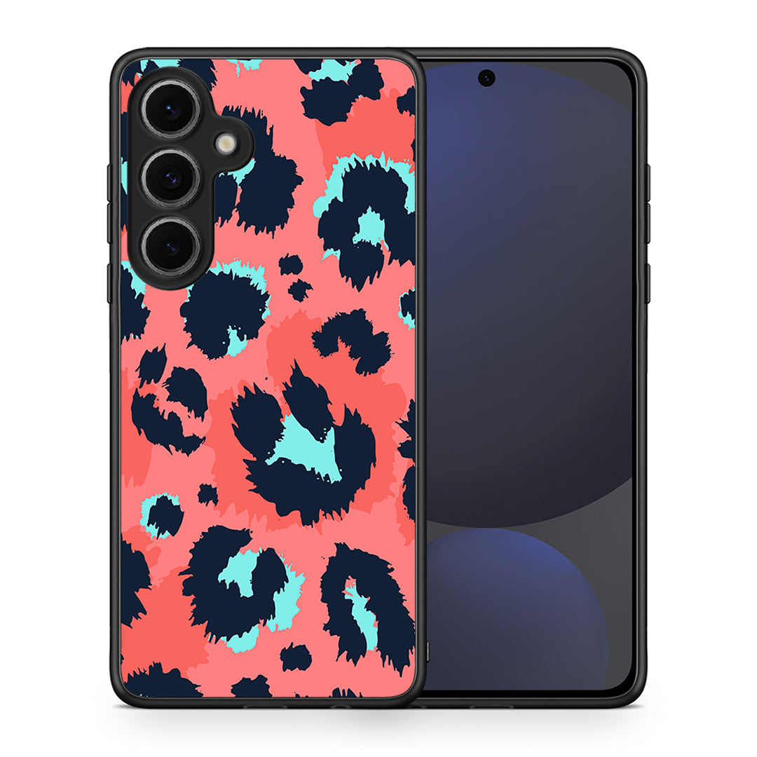 Θήκη Samsung Galaxy S24 FE Pink Leopard Animal από τη Smartfits με σχέδιο στο πίσω μέρος και μαύρο περίβλημα | Samsung Galaxy S24 FE Pink Leopard Animal case with colorful back and black bezels