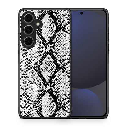 Θήκη Samsung Galaxy S24 FE White Snake Animal από τη Smartfits με σχέδιο στο πίσω μέρος και μαύρο περίβλημα | Samsung Galaxy S24 FE White Snake Animal case with colorful back and black bezels