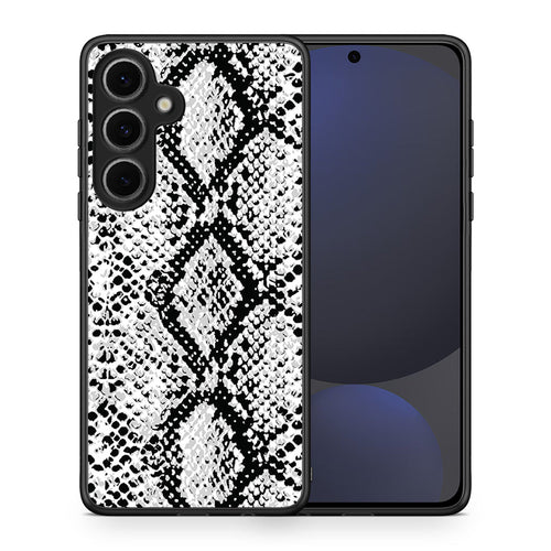 Θήκη Samsung Galaxy S24 FE White Snake Animal από τη Smartfits με σχέδιο στο πίσω μέρος και μαύρο περίβλημα | Samsung Galaxy S24 FE White Snake Animal case with colorful back and black bezels