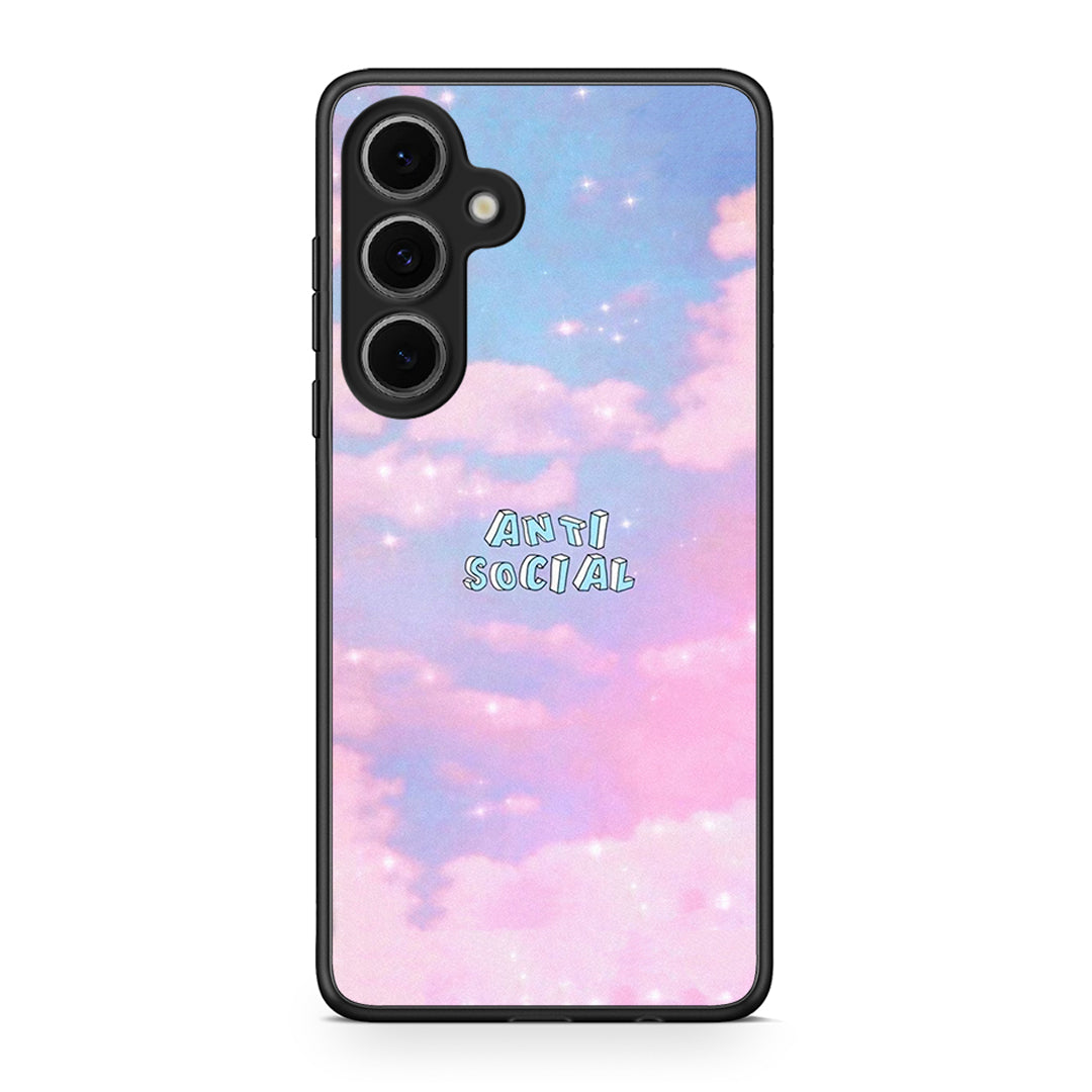 Samsung Galaxy S24 FE Anti Social Θήκη Αγίου Βαλεντίνου από τη Smartfits με σχέδιο στο πίσω μέρος και μαύρο περίβλημα | Smartphone case with colorful back and black bezels by Smartfits