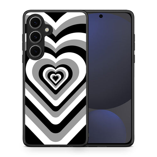 Θήκη Samsung Galaxy S24 FE Black Hearts από τη Smartfits με σχέδιο στο πίσω μέρος και μαύρο περίβλημα | Samsung Galaxy S24 FE Black Hearts case with colorful back and black bezels