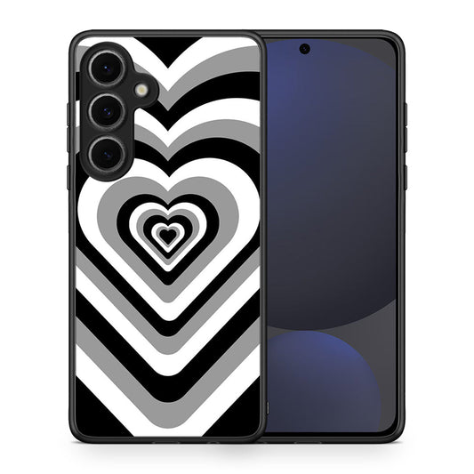 Θήκη Samsung Galaxy S24 FE Black Hearts από τη Smartfits με σχέδιο στο πίσω μέρος και μαύρο περίβλημα | Samsung Galaxy S24 FE Black Hearts case with colorful back and black bezels