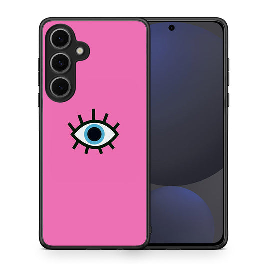 Θήκη Samsung Galaxy S24 FE Blue Eye Pink από τη Smartfits με σχέδιο στο πίσω μέρος και μαύρο περίβλημα | Samsung Galaxy S24 FE Blue Eye Pink case with colorful back and black bezels