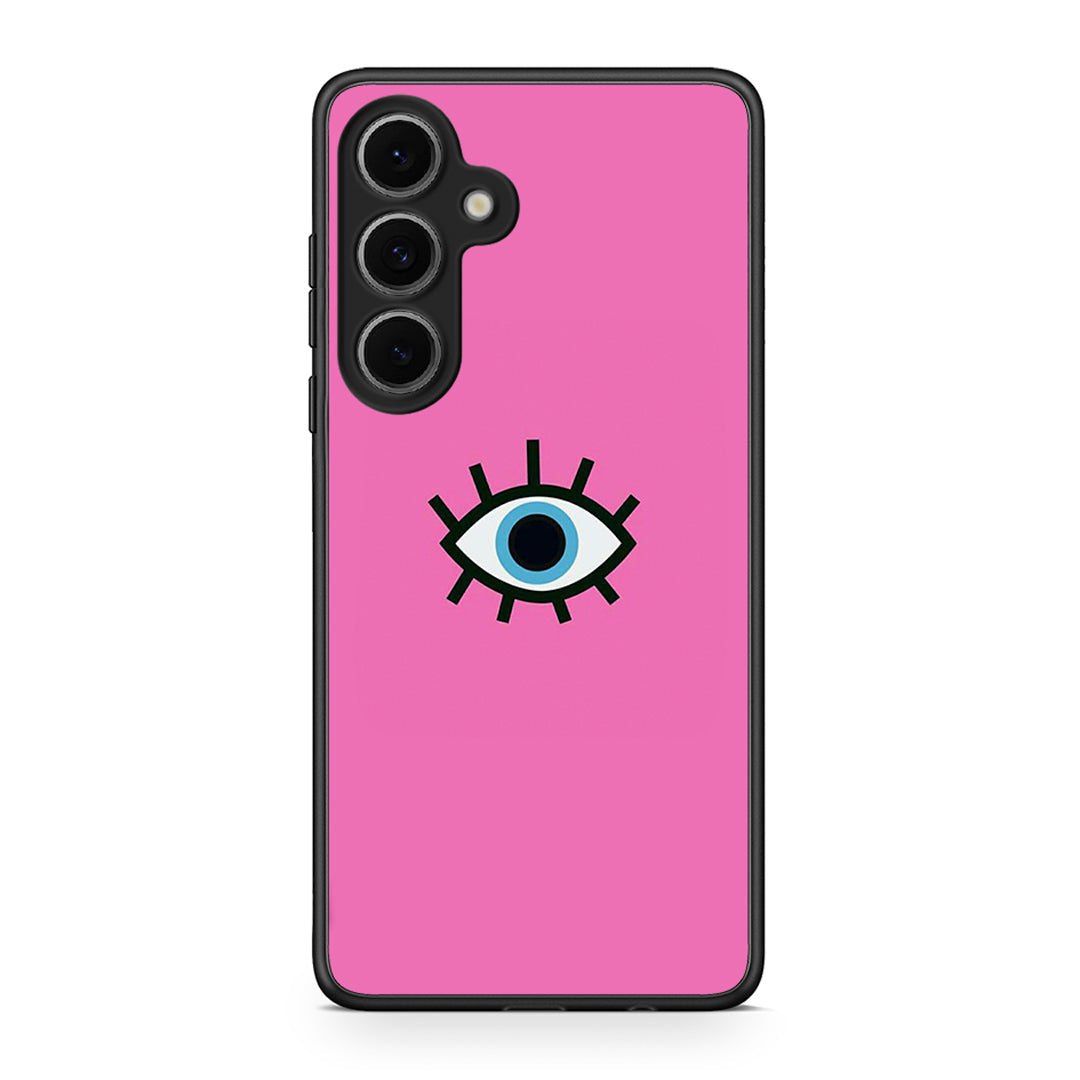 Samsung Galaxy S24 FE Blue Eye Pink θήκη από τη Smartfits με σχέδιο στο πίσω μέρος και μαύρο περίβλημα | Smartphone case with colorful back and black bezels by Smartfits