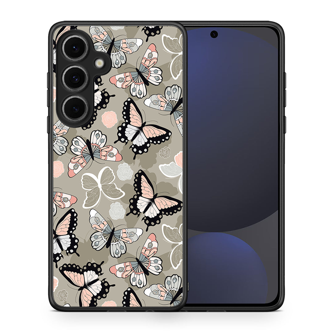 Θήκη Samsung Galaxy S24 FE Butterflies Boho από τη Smartfits με σχέδιο στο πίσω μέρος και μαύρο περίβλημα | Samsung Galaxy S24 FE Butterflies Boho case with colorful back and black bezels