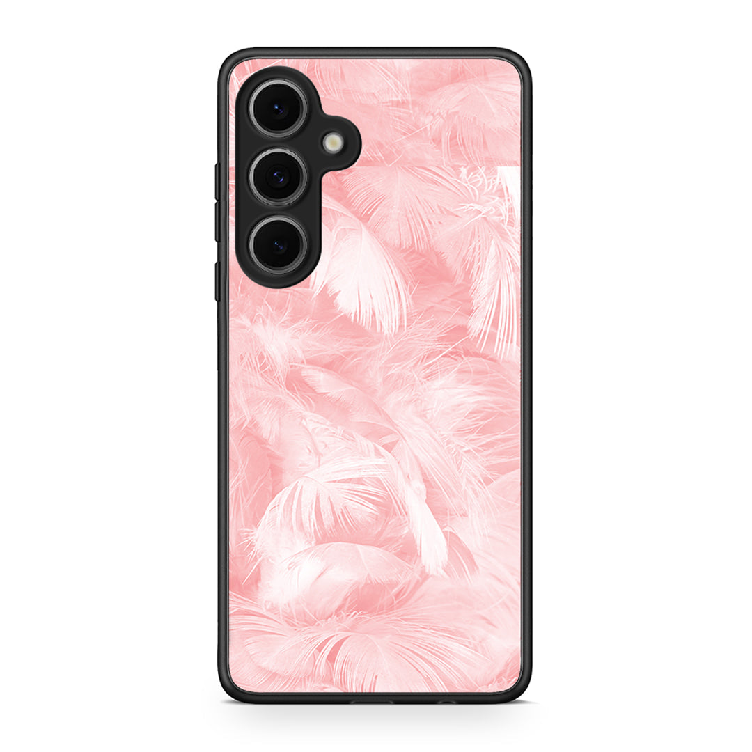 33 - Samsung Galaxy S24 FE Pink Feather Boho case, cover, bumper