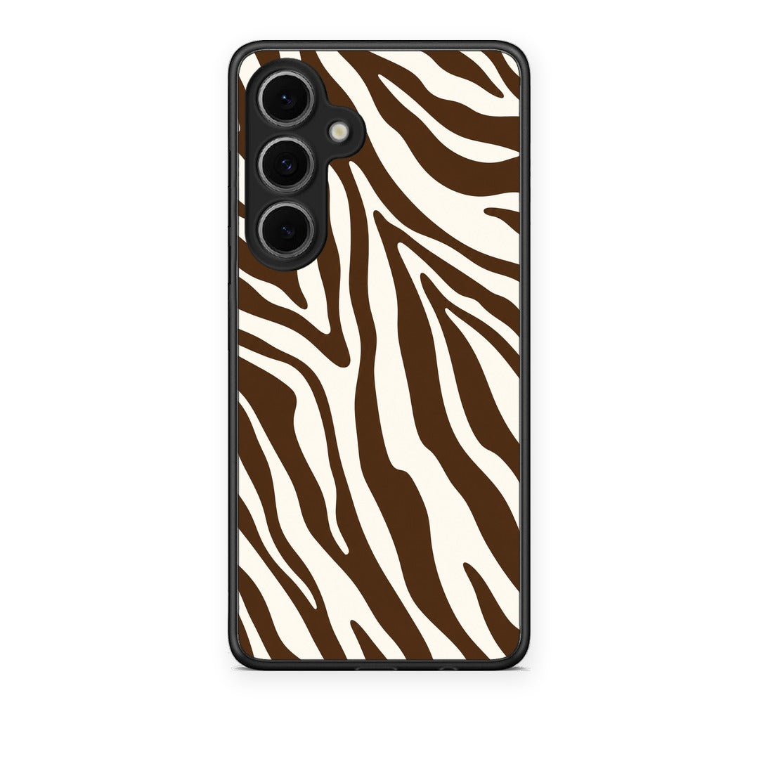 Θήκη Samsung Galaxy S24 FE Brown and Cream Zebra Stripes από τη Smartfits με σχέδιο στο πίσω μέρος και μαύρο περίβλημα | Samsung Galaxy S24 FE Brown and Cream Zebra Stripes case with colorful back and black bezels