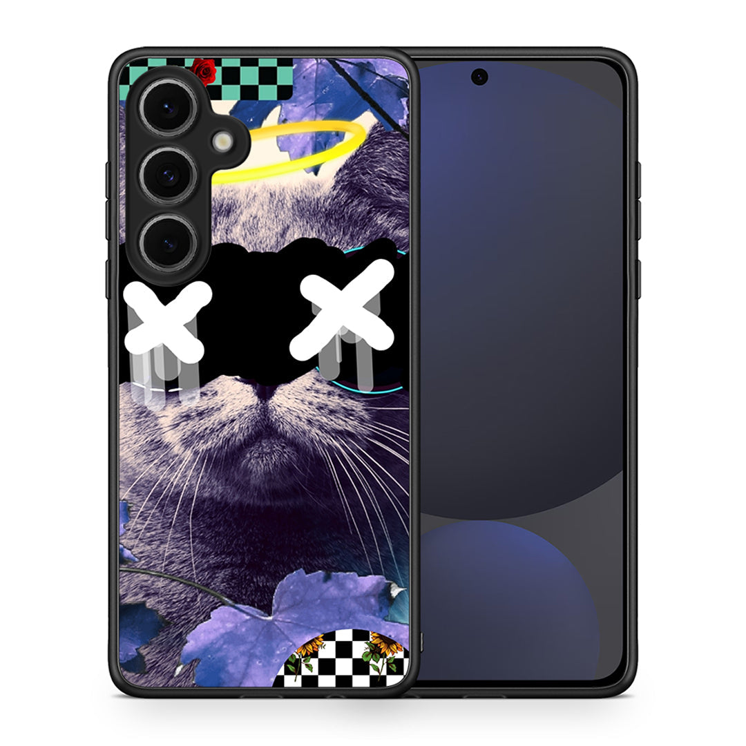 Θήκη Samsung Galaxy S24 FE Cat Collage από τη Smartfits με σχέδιο στο πίσω μέρος και μαύρο περίβλημα | Samsung Galaxy S24 FE Cat Collage case with colorful back and black bezels