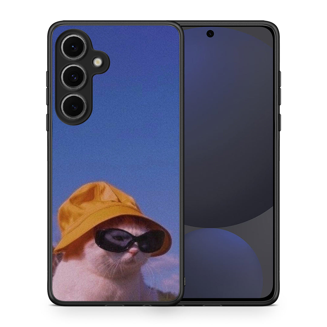 Θήκη Samsung Galaxy S24 FE Cat Diva από τη Smartfits με σχέδιο στο πίσω μέρος και μαύρο περίβλημα | Samsung Galaxy S24 FE Cat Diva case with colorful back and black bezels