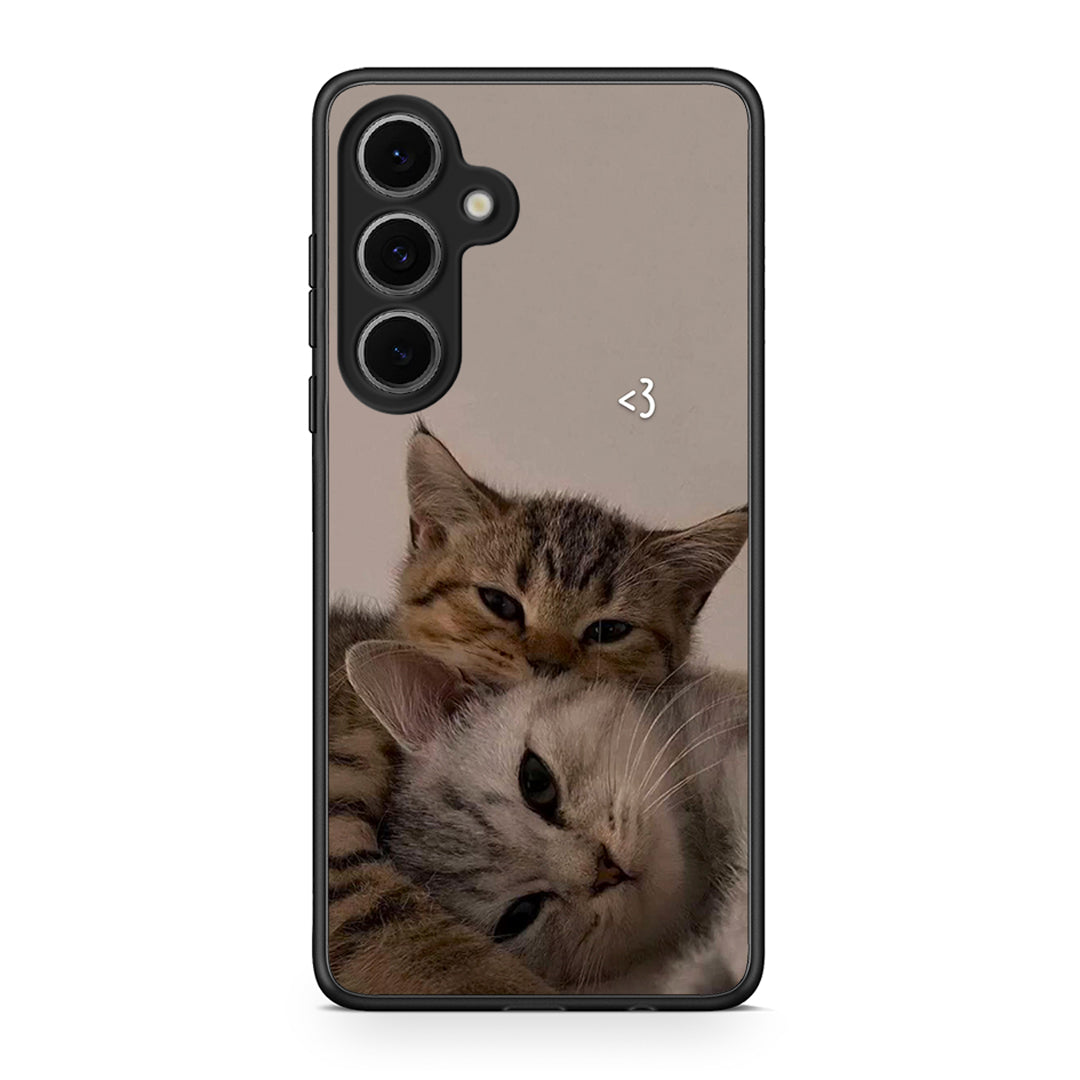 Samsung Galaxy S24 FE Cats In Love Θήκη από τη Smartfits με σχέδιο στο πίσω μέρος και μαύρο περίβλημα | Smartphone case with colorful back and black bezels by Smartfits