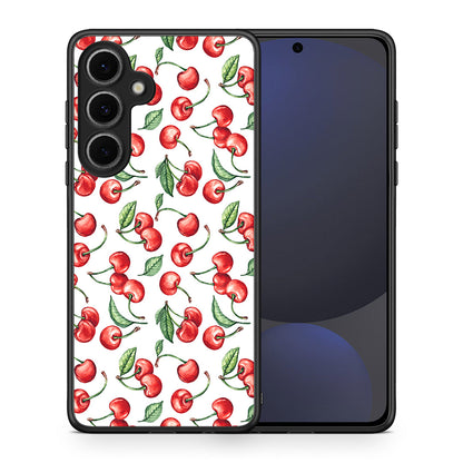 Θήκη Samsung Galaxy S24 FE Cherry Summer από τη Smartfits με σχέδιο στο πίσω μέρος και μαύρο περίβλημα | Samsung Galaxy S24 FE Cherry Summer case with colorful back and black bezels