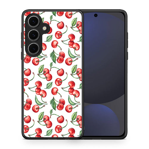 Θήκη Samsung Galaxy S24 FE Cherry Summer από τη Smartfits με σχέδιο στο πίσω μέρος και μαύρο περίβλημα | Samsung Galaxy S24 FE Cherry Summer case with colorful back and black bezels