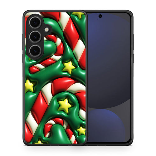 Θήκη Samsung Galaxy S24 FE Christmas Bubbles από τη Smartfits με σχέδιο στο πίσω μέρος και μαύρο περίβλημα | Samsung Galaxy S24 FE Christmas Bubbles case with colorful back and black bezels