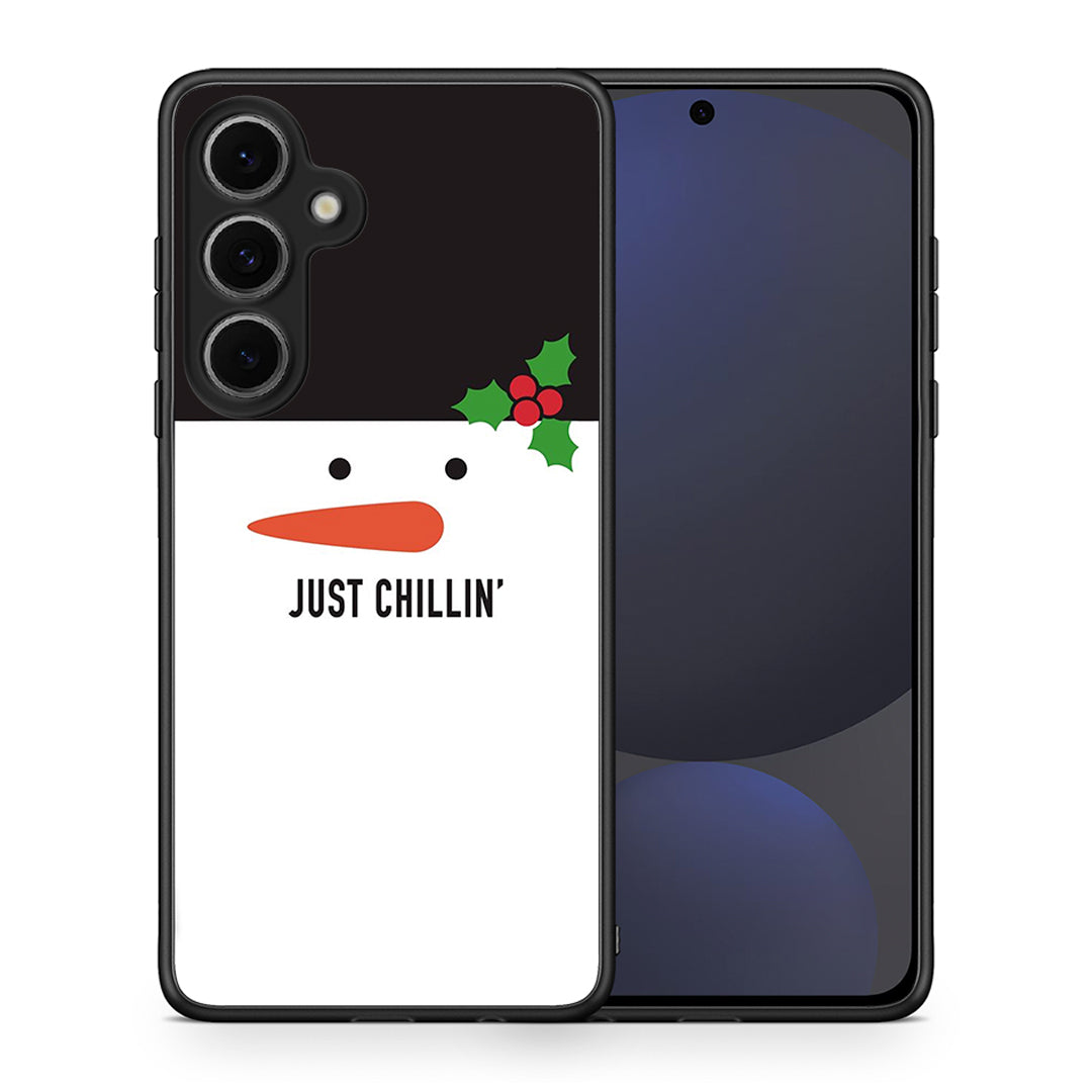 Θήκη Samsung Galaxy S24 FE Christmas Chillin από τη Smartfits με σχέδιο στο πίσω μέρος και μαύρο περίβλημα | Samsung Galaxy S24 FE Christmas Chillin case with colorful back and black bezels