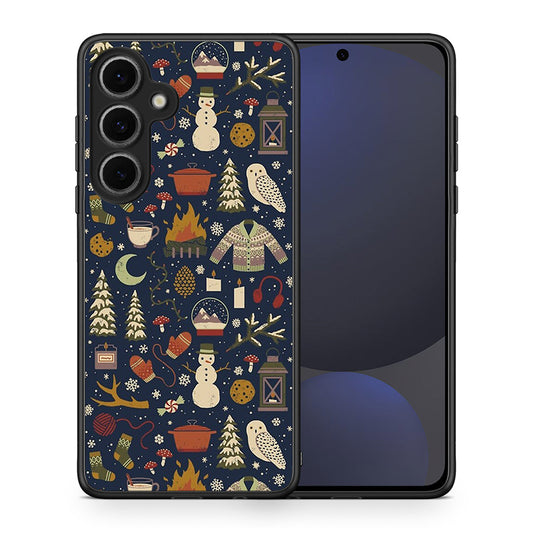 Θήκη Samsung Galaxy S24 FE Christmas Elements από τη Smartfits με σχέδιο στο πίσω μέρος και μαύρο περίβλημα | Samsung Galaxy S24 FE Christmas Elements case with colorful back and black bezels