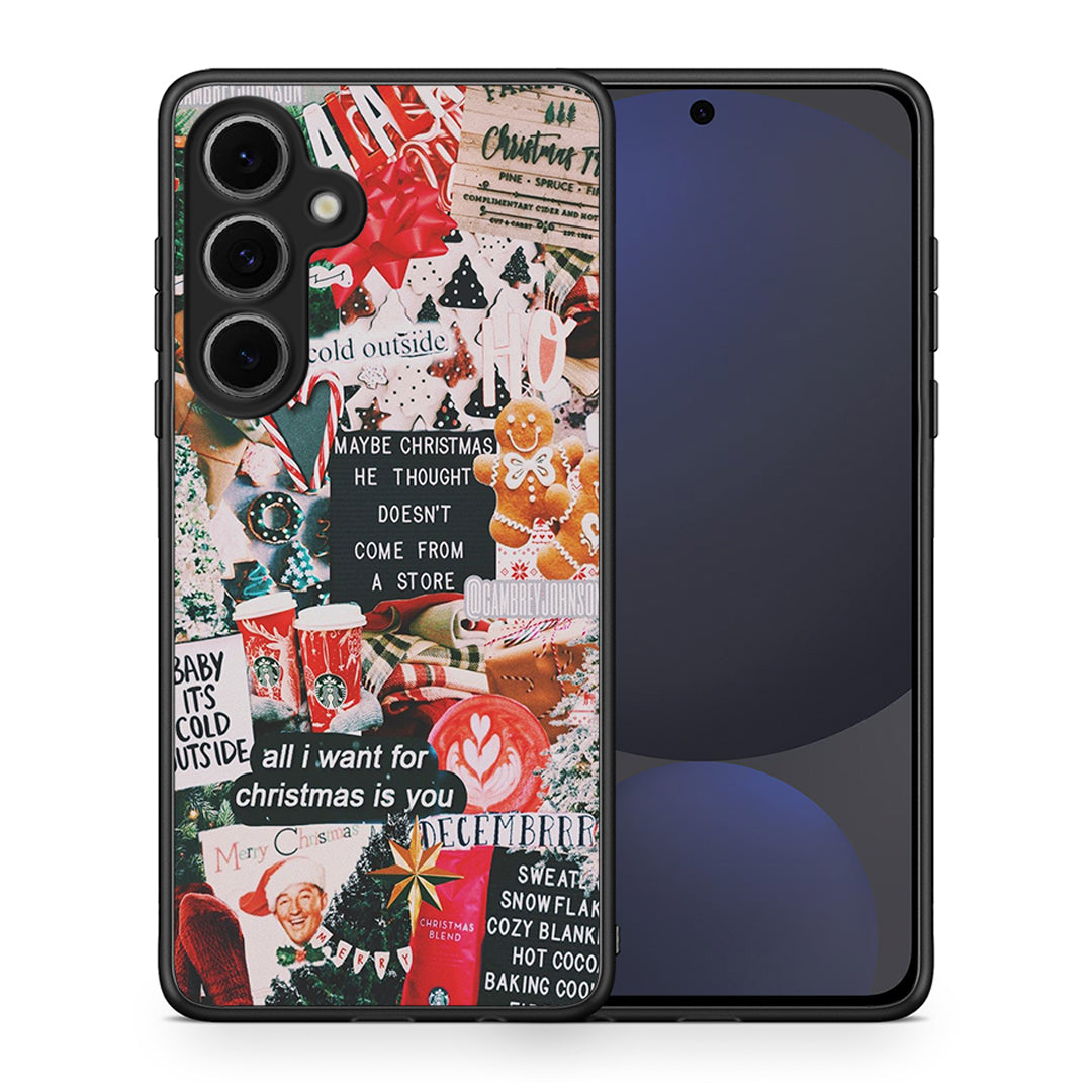 Θήκη Samsung Galaxy S24 FE Christmas Happiness από τη Smartfits με σχέδιο στο πίσω μέρος και μαύρο περίβλημα | Samsung Galaxy S24 FE Christmas Happiness case with colorful back and black bezels