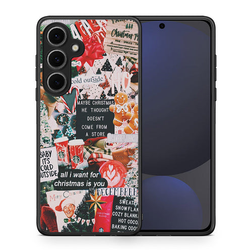 Θήκη Samsung Galaxy S24 FE Christmas Happiness από τη Smartfits με σχέδιο στο πίσω μέρος και μαύρο περίβλημα | Samsung Galaxy S24 FE Christmas Happiness case with colorful back and black bezels