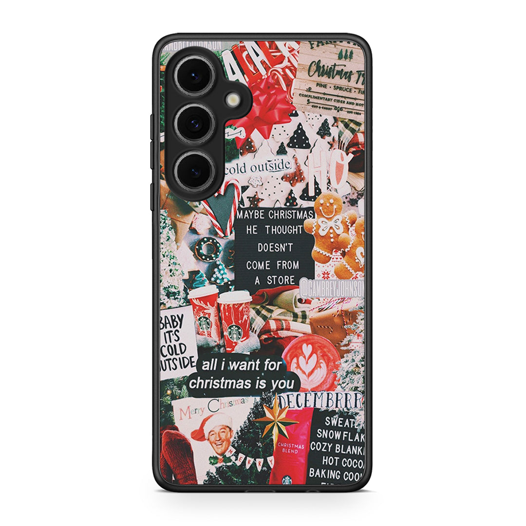 Samsung Galaxy S24 FE Christmas Happiness θήκη από τη Smartfits με σχέδιο στο πίσω μέρος και μαύρο περίβλημα | Smartphone case with colorful back and black bezels by Smartfits