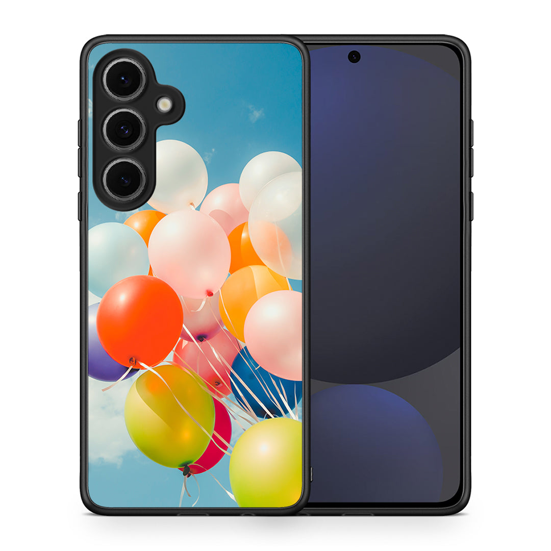 Θήκη Samsung Galaxy S24 FE Colorful Balloons από τη Smartfits με σχέδιο στο πίσω μέρος και μαύρο περίβλημα | Samsung Galaxy S24 FE Colorful Balloons case with colorful back and black bezels
