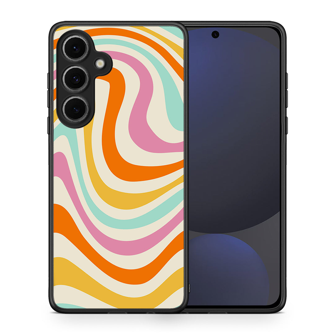 Θήκη Samsung Galaxy S24 FE Colourful Waves από τη Smartfits με σχέδιο στο πίσω μέρος και μαύρο περίβλημα | Samsung Galaxy S24 FE Colourful Waves case with colorful back and black bezels