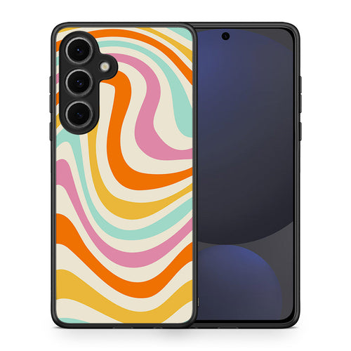 Θήκη Samsung Galaxy S24 FE Colourful Waves από τη Smartfits με σχέδιο στο πίσω μέρος και μαύρο περίβλημα | Samsung Galaxy S24 FE Colourful Waves case with colorful back and black bezels