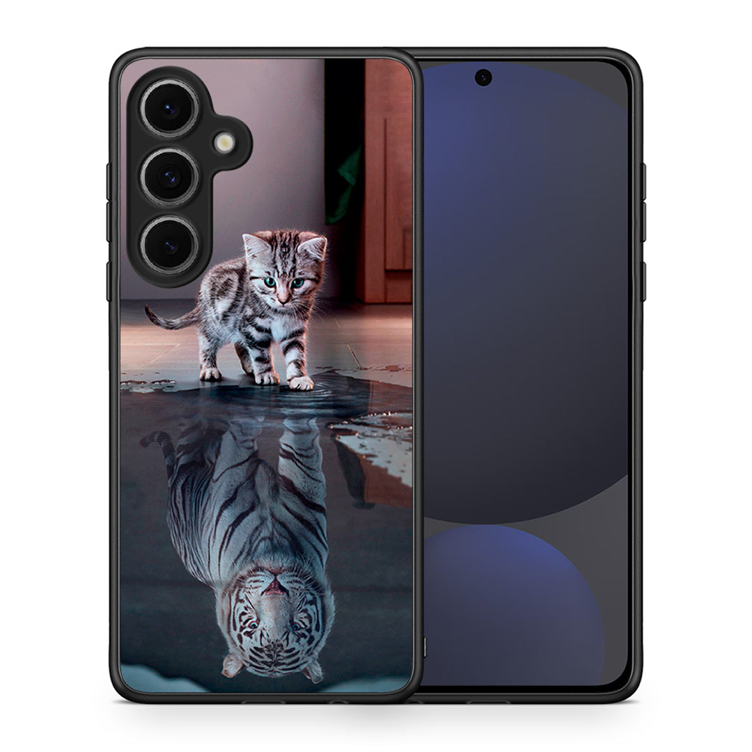 Θήκη Samsung Galaxy S24 FE Tiger Cute από τη Smartfits με σχέδιο στο πίσω μέρος και μαύρο περίβλημα | Samsung Galaxy S24 FE Tiger Cute case with colorful back and black bezels