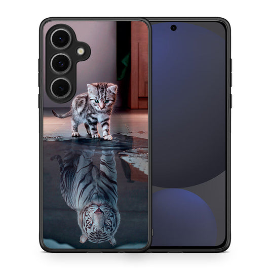 Θήκη Samsung Galaxy S24 FE Tiger Cute από τη Smartfits με σχέδιο στο πίσω μέρος και μαύρο περίβλημα | Samsung Galaxy S24 FE Tiger Cute case with colorful back and black bezels