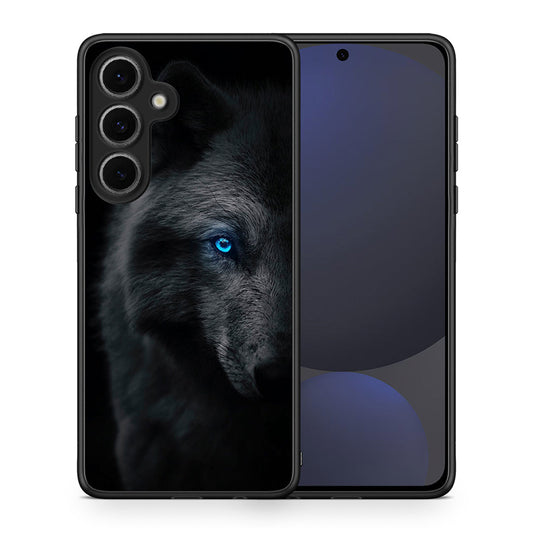 Θήκη Samsung Galaxy S24 FE Dark Wolf από τη Smartfits με σχέδιο στο πίσω μέρος και μαύρο περίβλημα | Samsung Galaxy S24 FE Dark Wolf case with colorful back and black bezels