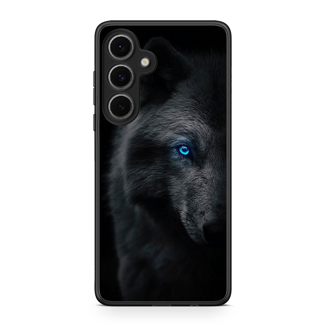 Samsung Galaxy S24 FE Dark Wolf θήκη από τη Smartfits με σχέδιο στο πίσω μέρος και μαύρο περίβλημα | Smartphone case with colorful back and black bezels by Smartfits