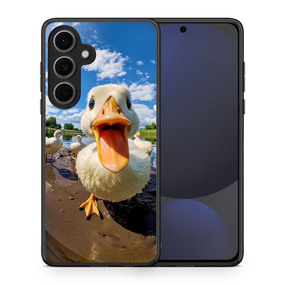 Θήκη Samsung Galaxy S24 FE Duck Face από τη Smartfits με σχέδιο στο πίσω μέρος και μαύρο περίβλημα | Samsung Galaxy S24 FE Duck Face case with colorful back and black bezels