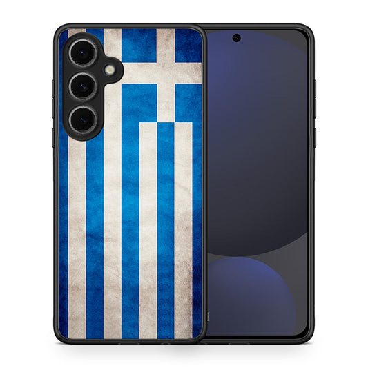 Θήκη Samsung Galaxy S24 FE Greek Flag από τη Smartfits με σχέδιο στο πίσω μέρος και μαύρο περίβλημα | Samsung Galaxy S24 FE Greek Flag case with colorful back and black bezels