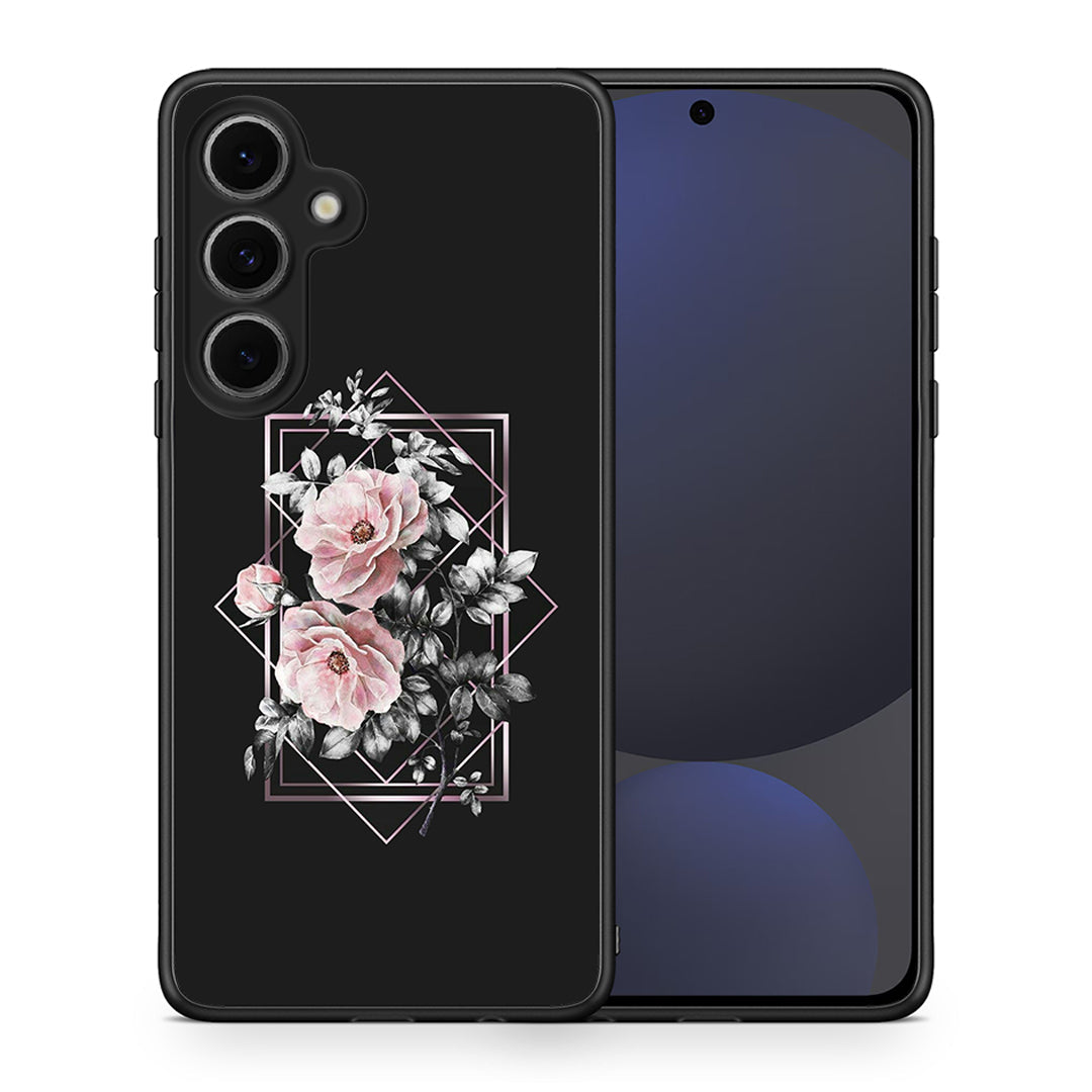 Θήκη Samsung Galaxy S24 FE Frame Flower από τη Smartfits με σχέδιο στο πίσω μέρος και μαύρο περίβλημα | Samsung Galaxy S24 FE Frame Flower case with colorful back and black bezels