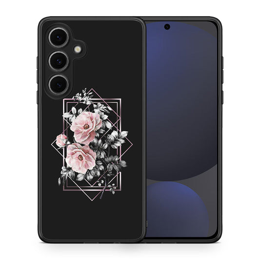 Θήκη Samsung Galaxy S24 FE Frame Flower από τη Smartfits με σχέδιο στο πίσω μέρος και μαύρο περίβλημα | Samsung Galaxy S24 FE Frame Flower case with colorful back and black bezels