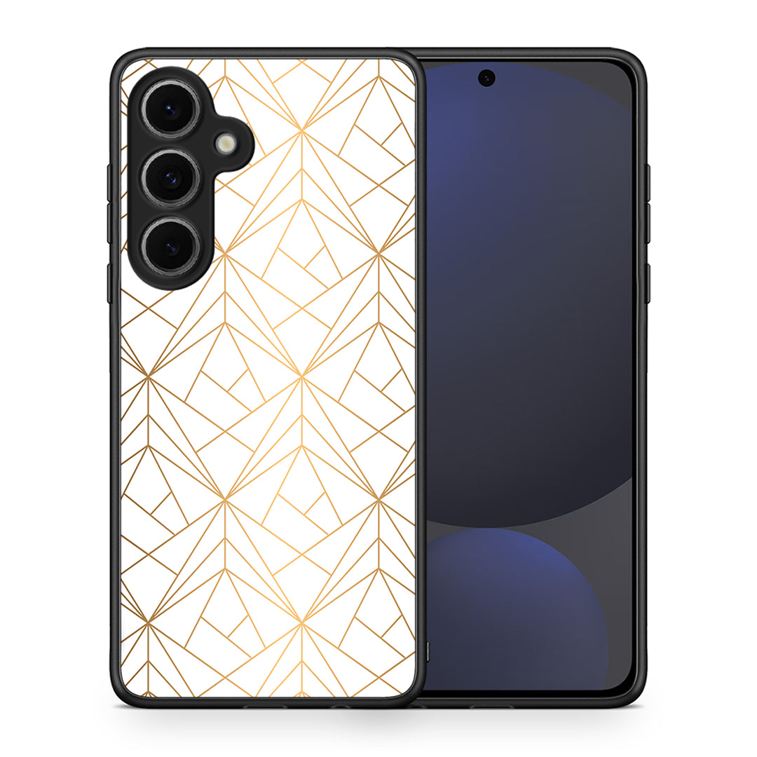 Θήκη Samsung Galaxy S24 FE Luxury White Geometric από τη Smartfits με σχέδιο στο πίσω μέρος και μαύρο περίβλημα | Samsung Galaxy S24 FE Luxury White Geometric case with colorful back and black bezels